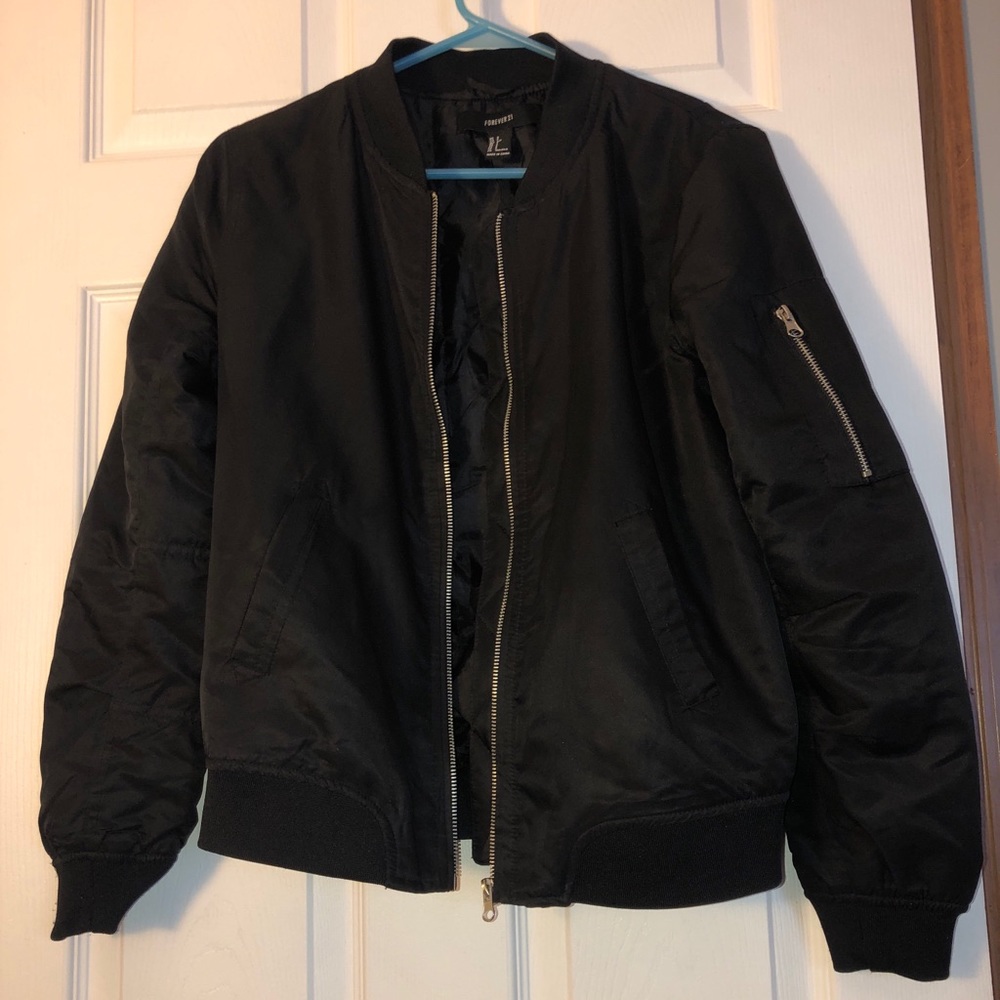 Black Forever 21 Bomber Jacket